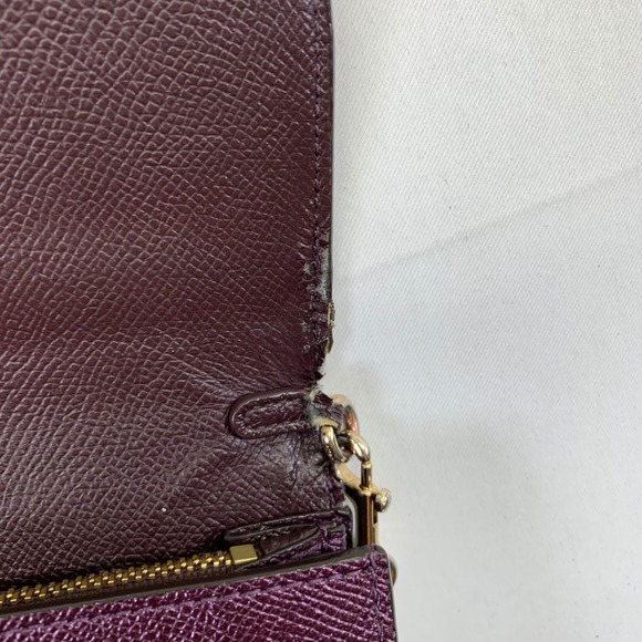 Coach Raspberry Leather Turnlock Chain Crossbody Clutch Bag Shoulder Bag